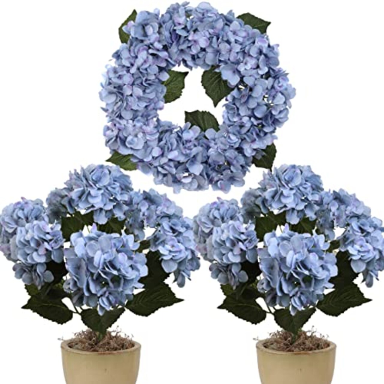 20" Blue Hydrangea Stems - 2-Pack Lifelike Artificial Flowers, Perfect for Bouquets, Centerpieces & Home Décor - Elegant Spring & Wedding Accents, Floral Home by Artificial Flowers